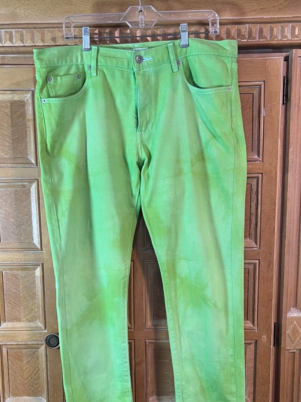 Uniqlo Womens Jeans Slim Straight Low Rise Light Green 38x32